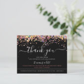 Holographic Glitzer Black Elegant Vielen Dank Kart Postkarte (Stehend Vorderseite)