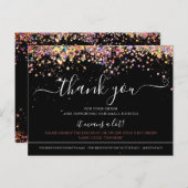 Holographic Glitzer Black Elegant Vielen Dank Kart Postkarte (Vorne/Hinten)