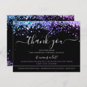 Holographic Glitzer Black Elegant Vielen Dank Kart Postkarte (Vorne/Hinten)