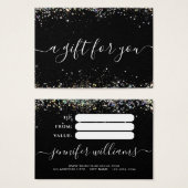 Holographic Glitzer Black Modern Gift Certificate (Vorne & Hinten)
