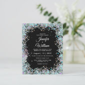 Holographic Glitzer Black Wedding Einladung (Stehend Vorderseite)