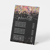 Holographic Glitzer Business Price List Black Sockelschild (Vorderseite)