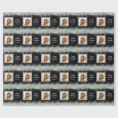 Holographic Glitzer Foto Text Black Elegant Geschenkpapier (Flach)