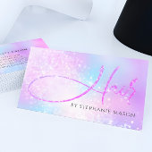 Holographic Glitzer Girly Hair Business Card Telefonnummerkarte