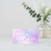 Holographic Glitzer Girly Hair Business Card Telefonnummerkarte (Stehend Vorderseite)