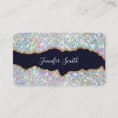 Holographic Glitzer Gold Agate Modernes Elegantes Visitenkarte (Vorderseite)