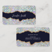 Holographic Glitzer Gold Agate Modernes Elegantes Visitenkarte (Vorne/Hinten)