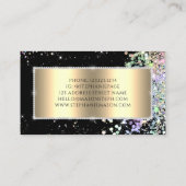 Holographic Glitzer Gold Black Business Card Telefonnummerkarte (Rückseite)