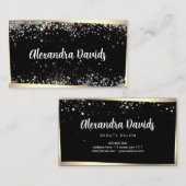 Holographic Glitzer Makeup Artist Black Gold Frame Visitenkarte (Vorne/Hinten)