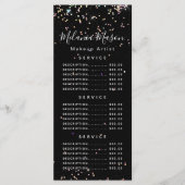 Holographic Glitzer Makeup Artist Black Price Menu Menükarte (Vorderseite)