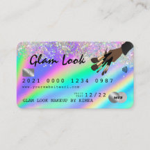 Holographic & Glitzer Makeup Artist Credit Card