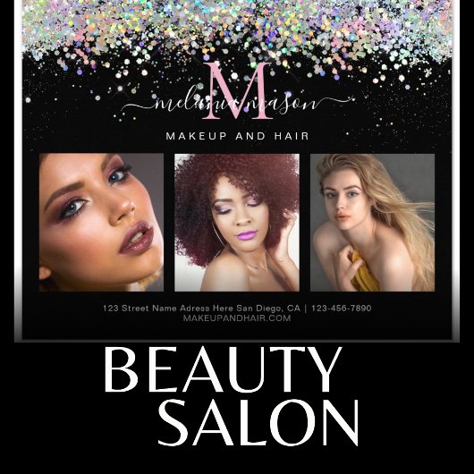 Holographic Glitzer Makeup Artist Foto Black Flyer