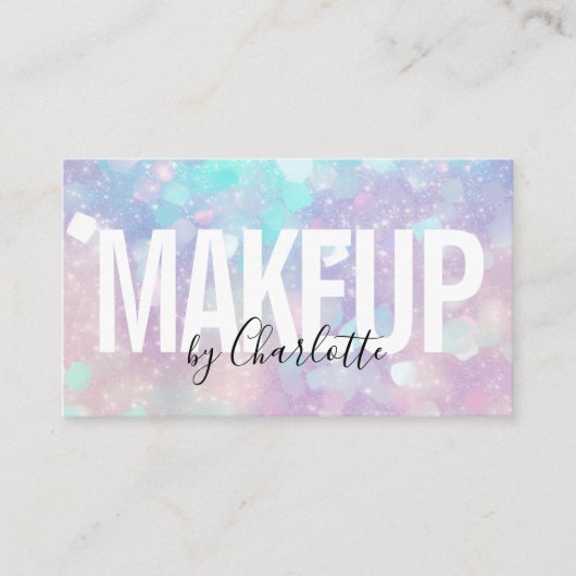 Holographic Glitzer Makeup Artist QR-Code Visitenkarte (Vorderseite)
