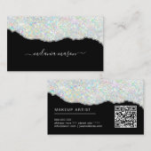Holographic Glitzer Makeup Artist Silver Black Visitenkarte (Vorne/Hinten)