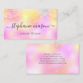 Holographic Glitzer Pastel Girly Business Card Telefonnummerkarte (Vorne/Hinten)