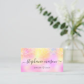 Holographic Glitzer Pastel Girly Business Card Telefonnummerkarte (Stehend Vorderseite)