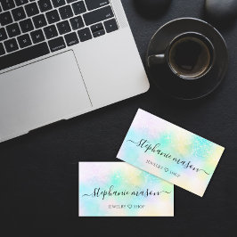 Holographic Glitzer Pastel Girly Business Card Telefonnummerkarte