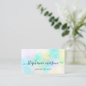 Holographic Glitzer Pastel Girly Business Card Telefonnummerkarte (Stehend Vorderseite)
