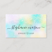 Holographic Glitzer Pastel Girly Business Card Telefonnummerkarte (Vorderseite)