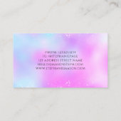 Holographic Glitzer Pastel Girly Business Card Telefonnummerkarte (Rückseite)