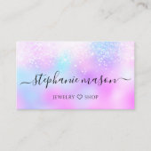 Holographic Glitzer Pastel Girly Business Card Telefonnummerkarte (Vorderseite)