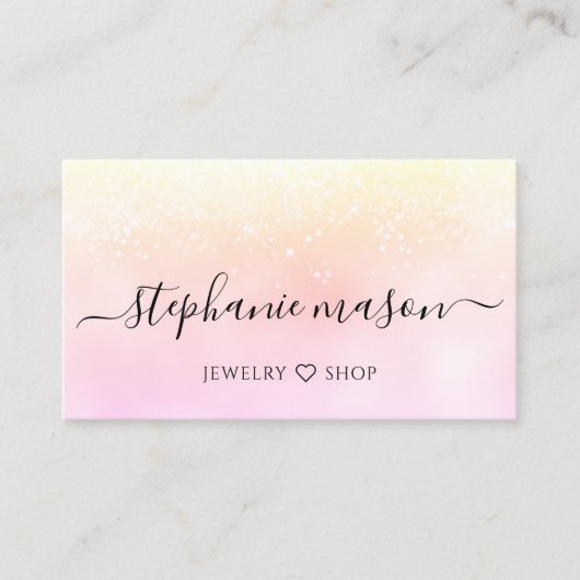 Holographic Glitzer Pastel Girly Business Card Telefonnummerkarte (Vorderseite)