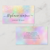 Holographic Glitzer Pastel Girly Business Card Telefonnummerkarte (Vorne/Hinten)