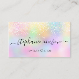 Holographic Glitzer Pastel Girly Business Card Telefonnummerkarte