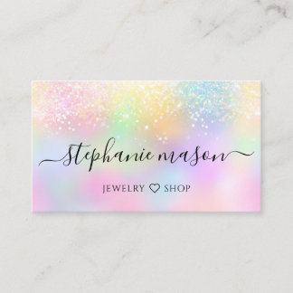 Holographic Glitzer Pastel Girly Business Card Telefonnummerkarte