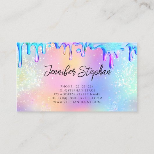 Holographic Glitzer Polish Splash Tropfens Nails Visitenkarte (Rückseite)