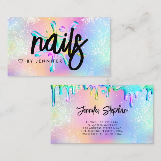 Holographic Glitzer Polish Splash Tropfens Nails Visitenkarte (Vorne/Hinten)