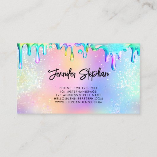Holographic Glitzer Polish Splash Tropfens Nails Visitenkarte (Rückseite)