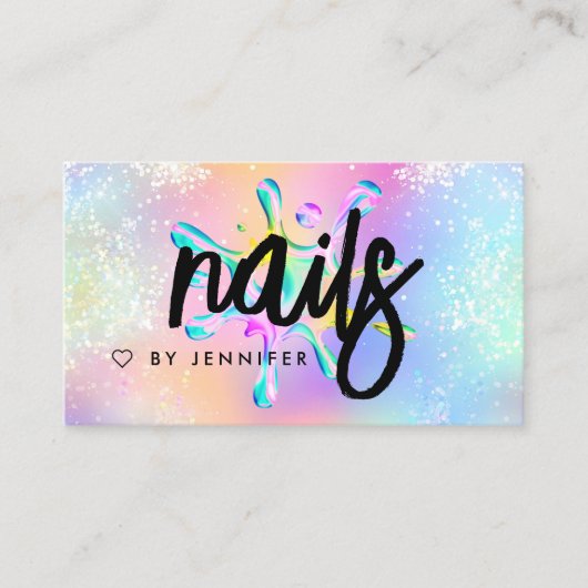 Holographic Glitzer Polish Splash Tropfens Nails Visitenkarte (Vorderseite)