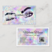 Holographic Glitzer Qr Code Makeup Artist Lushes Visitenkarte (Vorne/Hinten)