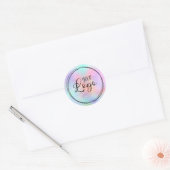 Holographic Glitzer Rainbow Ombre Glam Logo Runder Aufkleber (Umschlag)
