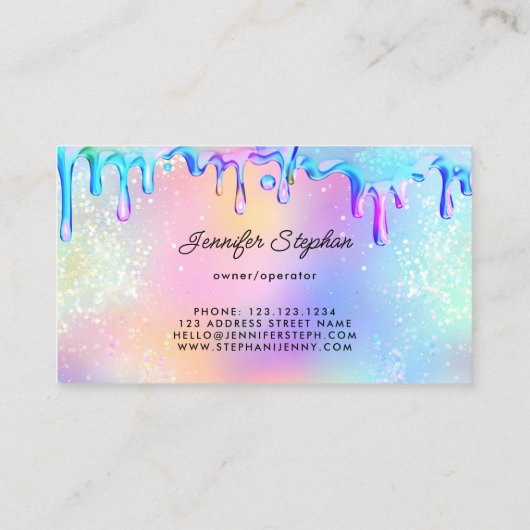 Holographic Glitzer Splash House Reinigung Visitenkarte (Rückseite)