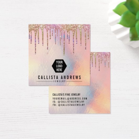 Holographic Glitzer Tropfen Logo-Verleihkarte (Schreibtisch)