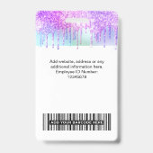 Holographic Glitzer Tropfen Mitarbeiter Foto Logo  Ausweis (Back)