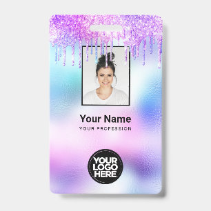 Holographic Glitzer Tropfen Mitarbeiter Foto Logo Ausweis
