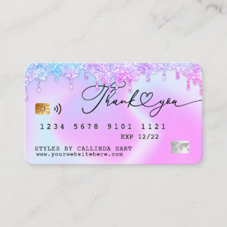 Holographic Glitzer Tropfen VIP Loyalty Credit Sty Visitenkarte
