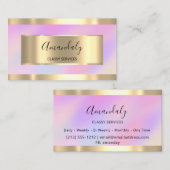 Holographic Gold Beruflich Makeup Nails Pink Visitenkarte (Vorne/Hinten)