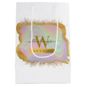 Holographic Gold Glitzer Modern Hair & Makeup Shop Mittlere Geschenktüte (Rückseite)
