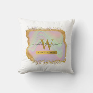 Holographic Gold Glitzer Modernes Haar & Makeup Kissen