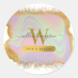Holographic Gold Glitzer Modernes Haar & Makeup Runder Aufkleber