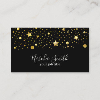 Holographic Gold Glitzer Stars Confetti Visitenkarte