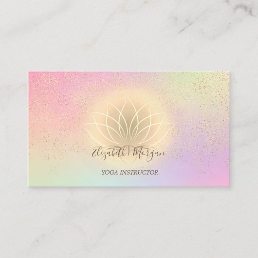 Holographic Gold Lotus Confetti Yoga Instructor Visitenkarte (Vorderseite)