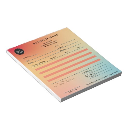 Holographic Gradient Business Invoice Vielen Dank Notizblock (angewinkelt)