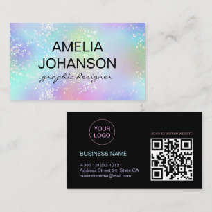 Holographic Gradient Glitzer Business Card Visitenkarte