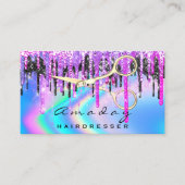 Holographic Hair Salon Beauty Salon Tropfens Scher Visitenkarte (Vorderseite)
