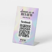 Holographic Hair Salon Facebook Rezensionen Qr Cod Sockelschild (Vorderseite)